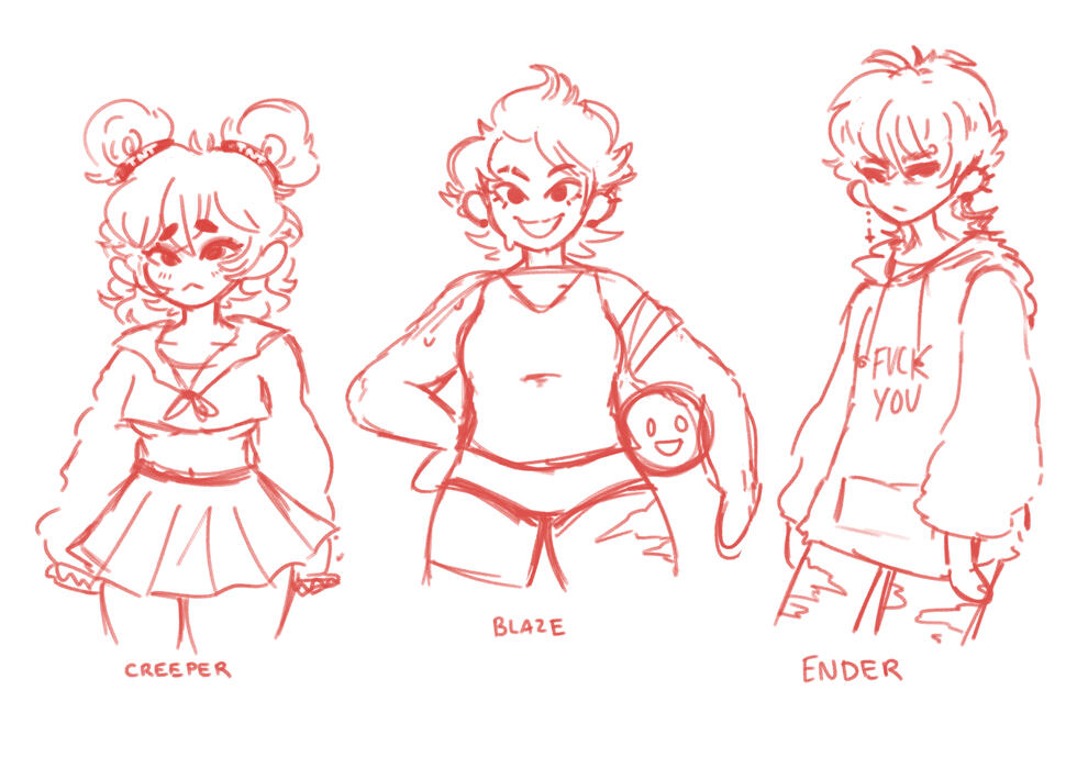 DokiDokiCraftingClub - Main Character Concept Sketches